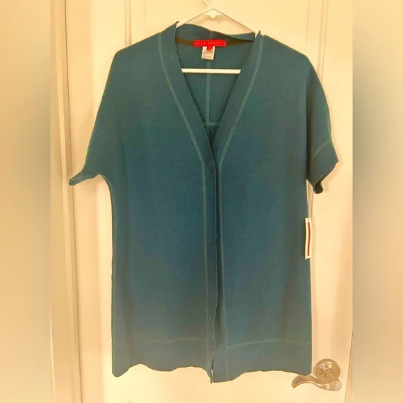 Elegant Dark Teal Women's Short Sleeve Cardigan Size Small NWT - Picture 6 of 6